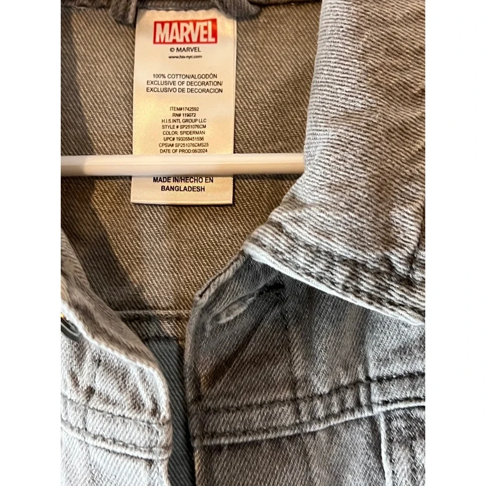 Marvel Boys Gray Denim Spider Patch Jean Jacket